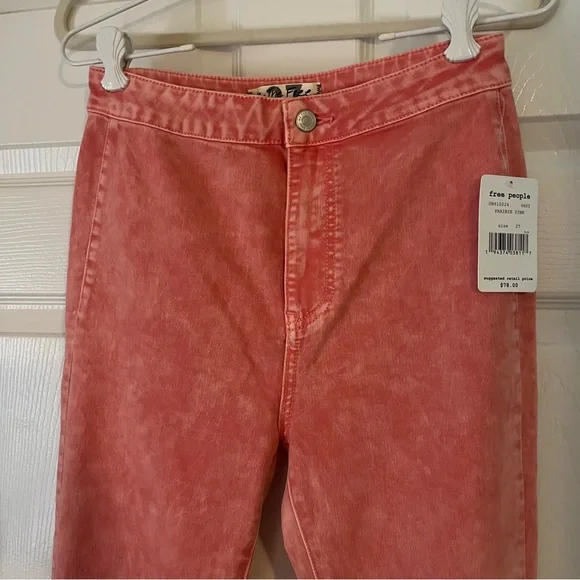 NWT Free People Just Float On Pink Denim Flared Jeans 27 - Picture 4 of 10